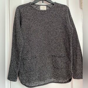 Búho Pocket Pullover Marbled Gray Knit Raglan Sweater, Sz: Small